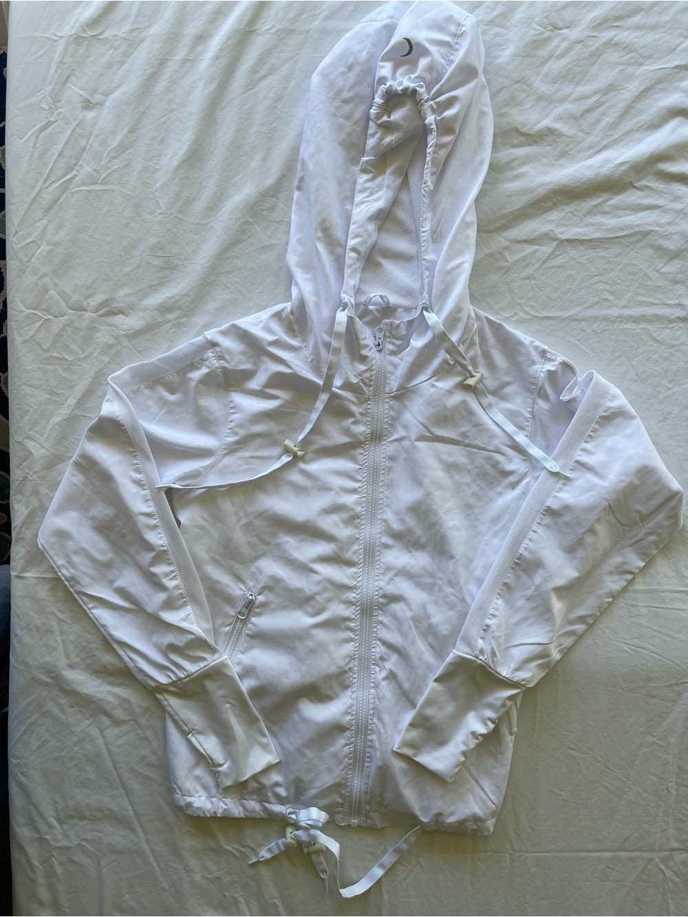 ZYIA White Hooded Lightweight Raincoat
